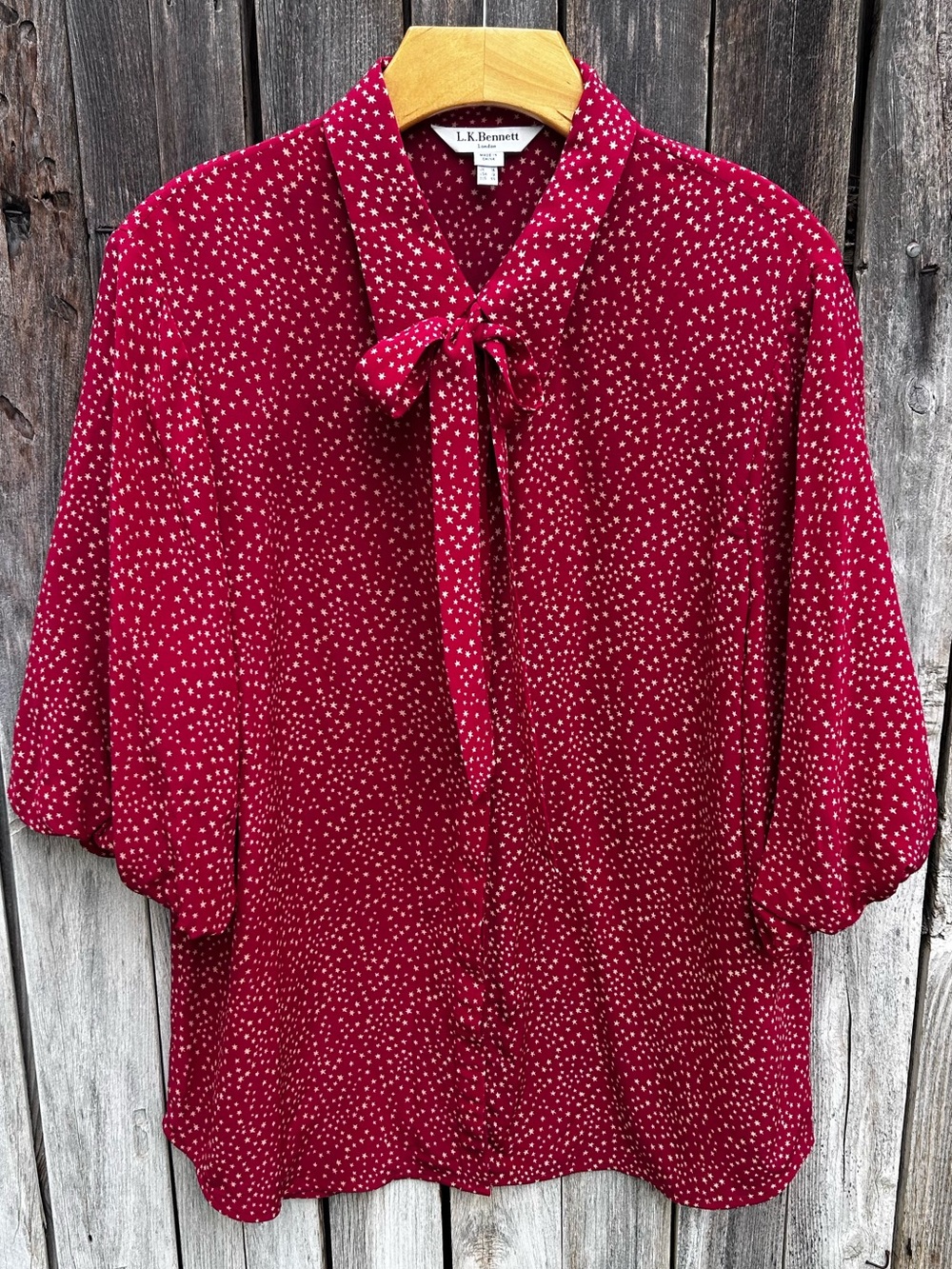 LK Bennett Tillila Star Print Blouse Silk Red